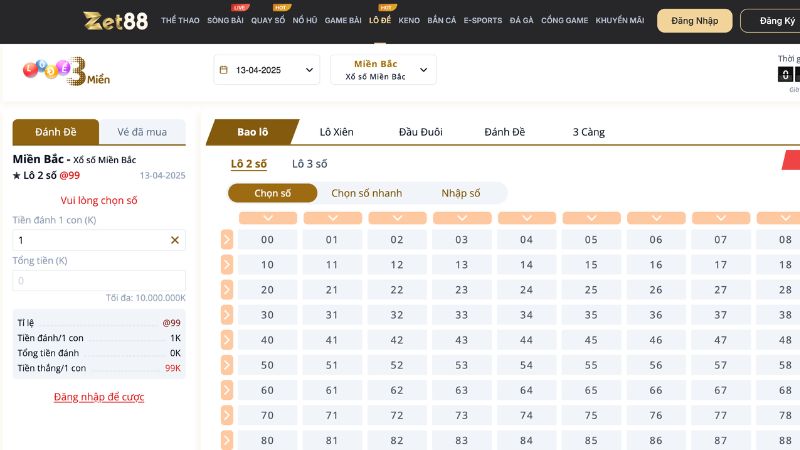 Lô đề Zet88 cập nhật chính xác